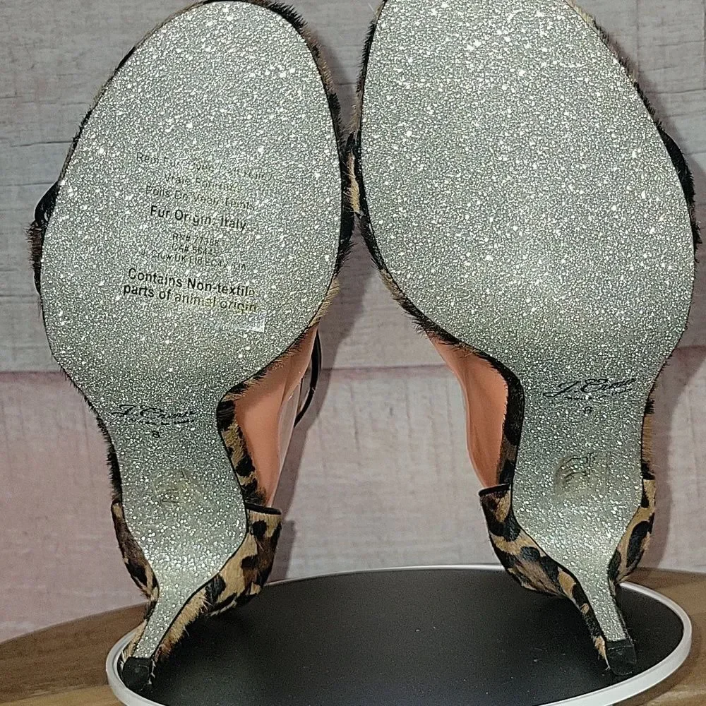 New J.CREW Leopard Print Heels Sparkly Bottom